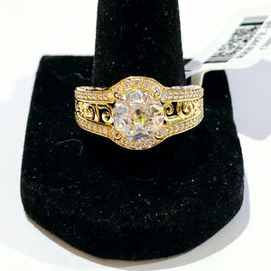 Eterno Yellow Gold Bella Luce Remy Rose Cut White CZ Ring Size 10 RRB397Y